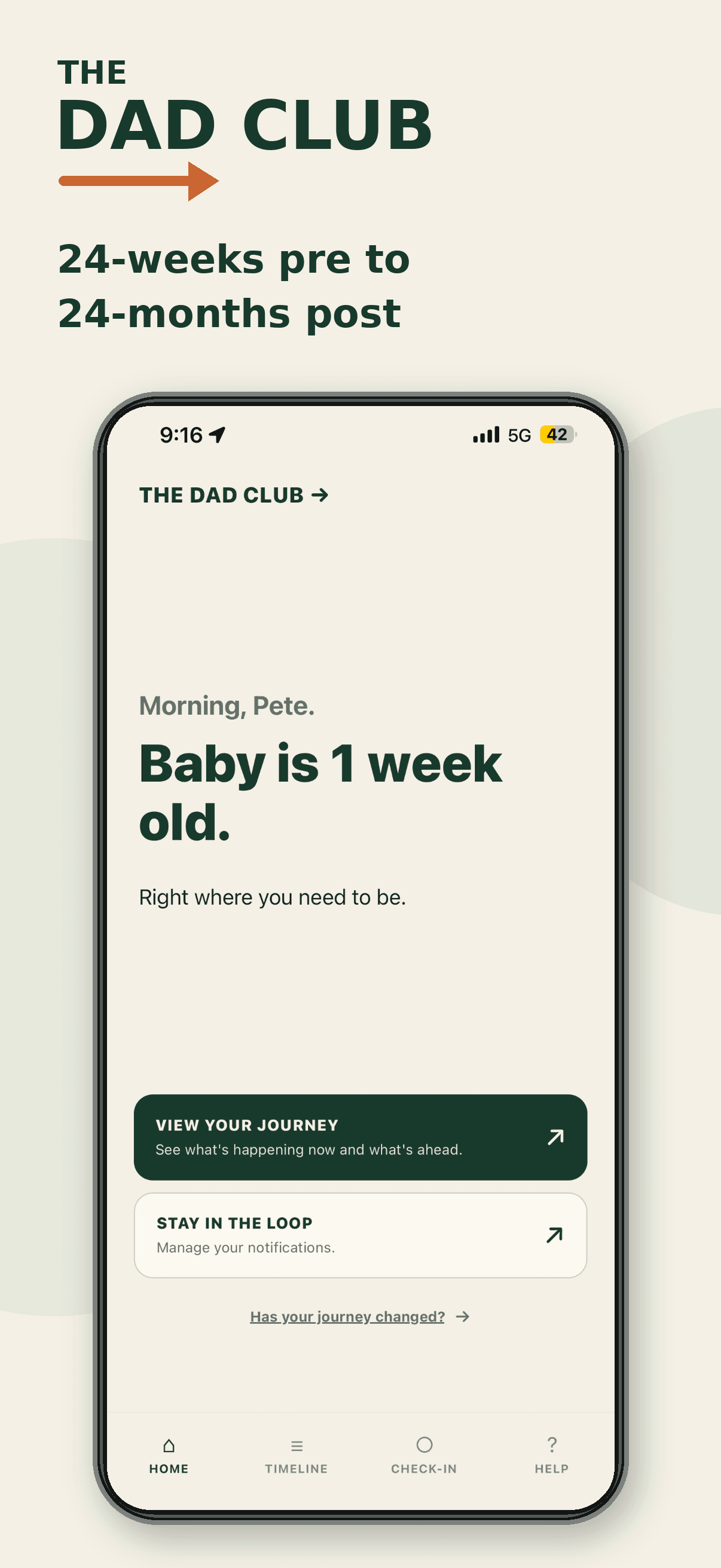 The Dad Club personalised home screen